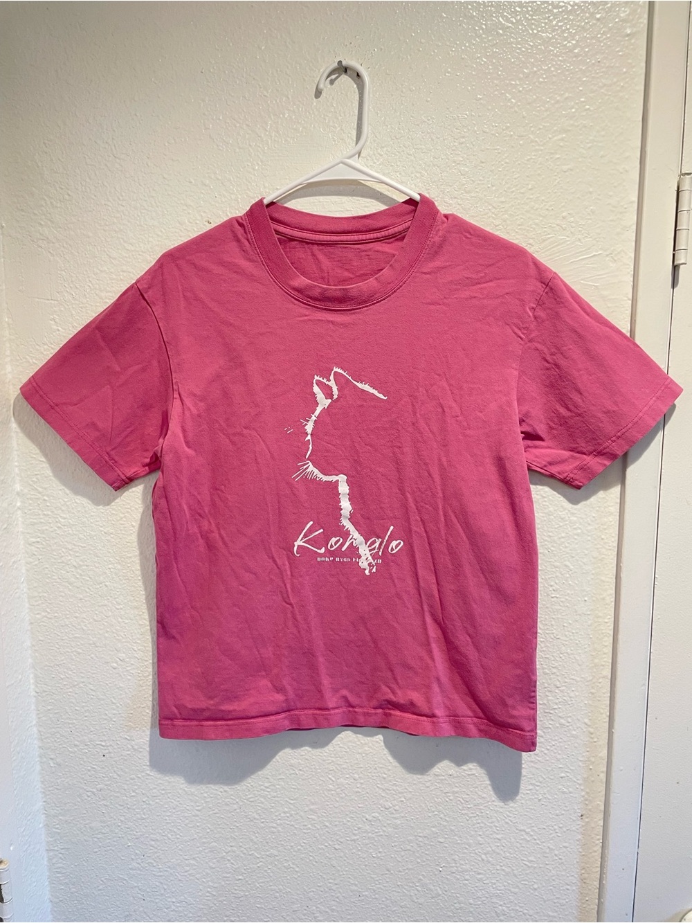 ✨ Aesthetic Fuchsia Cat Silhouette Minimalist Graphic Tee • Sz S